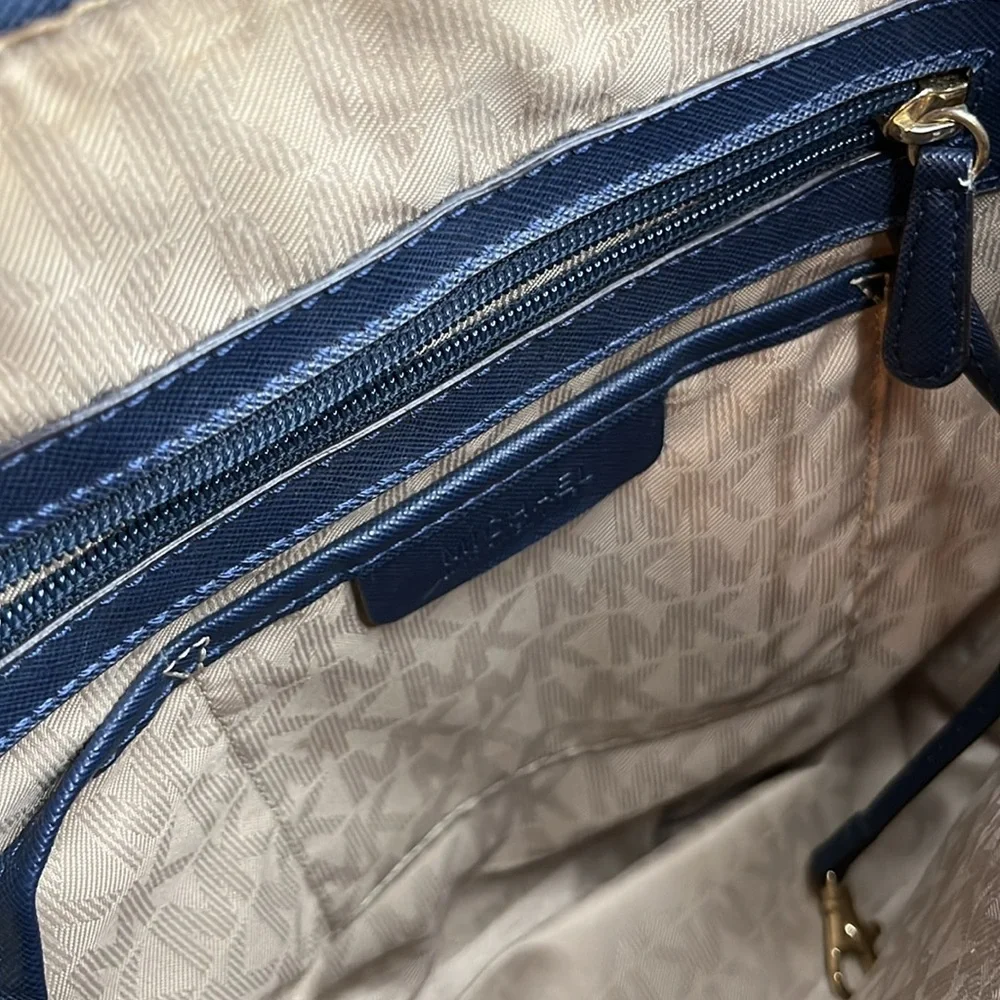 Michael Kors Large Blue Leather Shoulder Bag